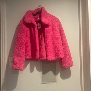 Pink fluffy large Zara jacket never been worn